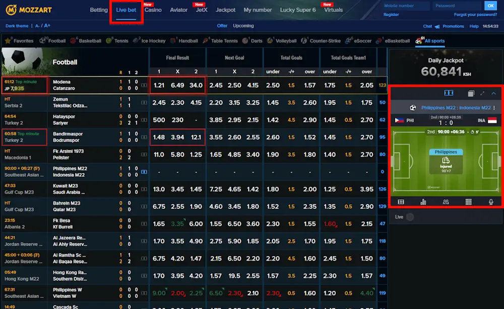 MozzartBet Live Betting and Live Streaming Screenshot